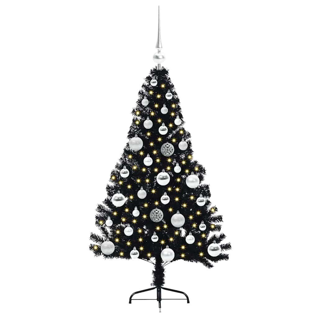 Sapin de Noël artificiel pré-éclairé Noir 120 cm PVC - XIOS