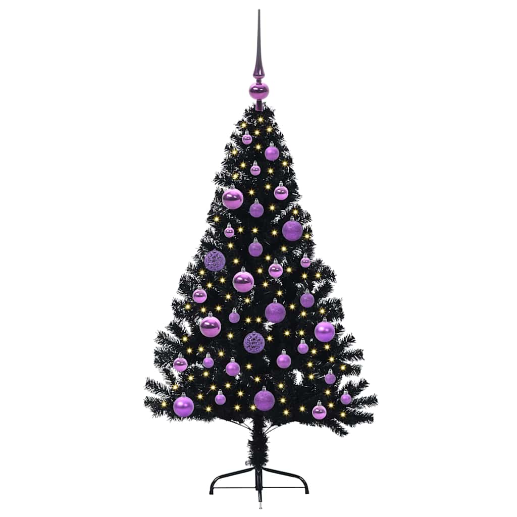 Sapin de Noël artificiel pré-éclairé Noir 120 cm PVC - XIOS