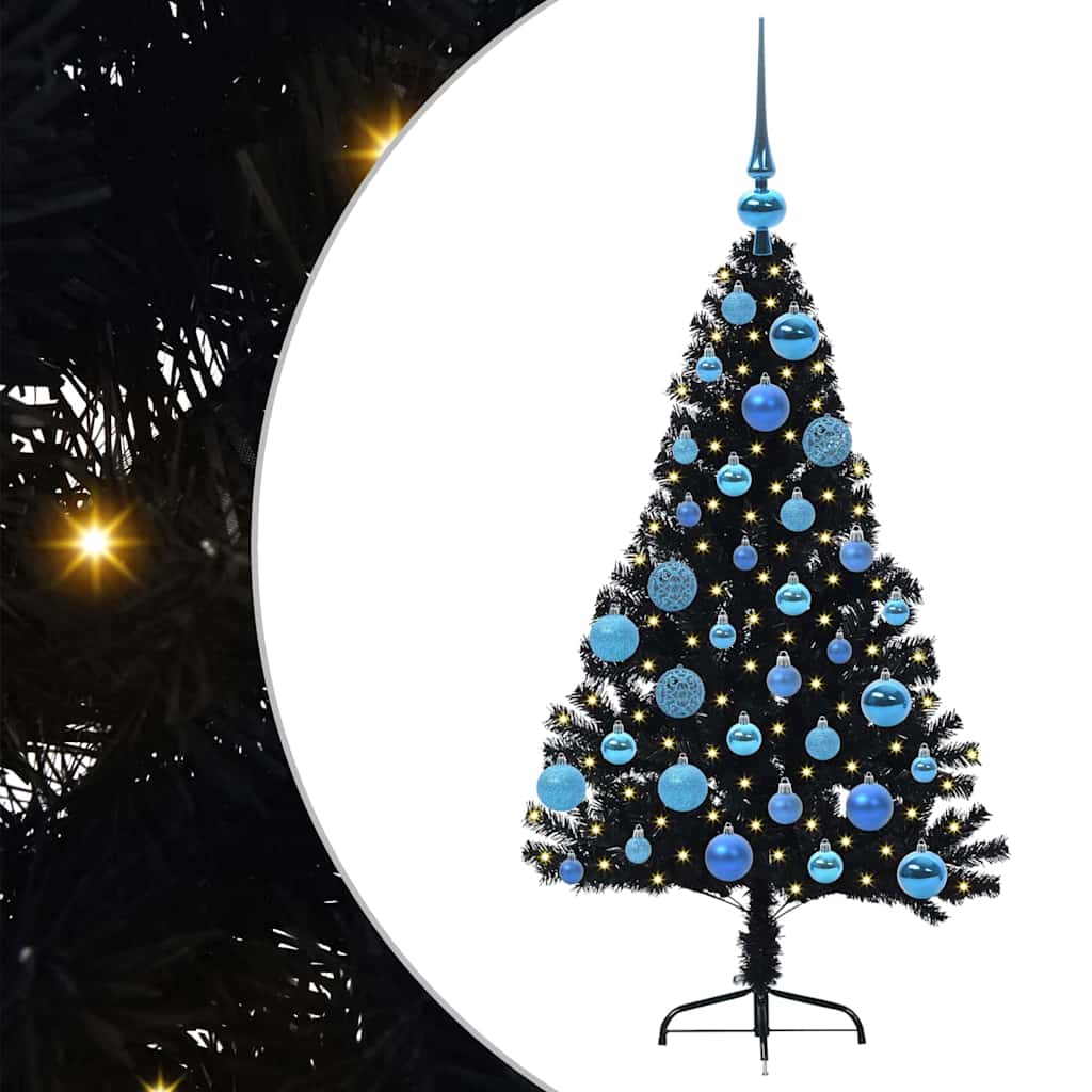 Sapin de Noël artificiel pré-éclairé Noir 120 cm PVC - XIOS