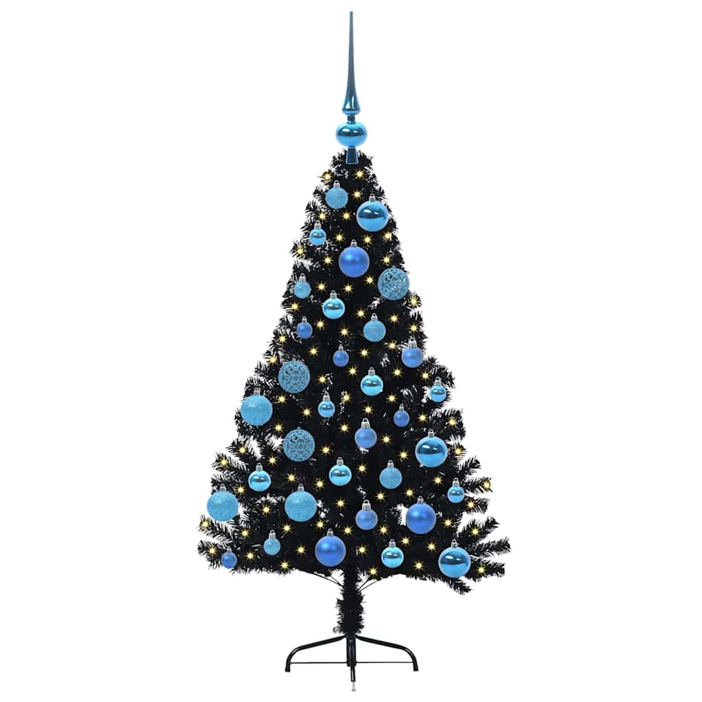 Sapin de Noël artificiel pré-éclairé Noir 120 cm PVC - XIOS