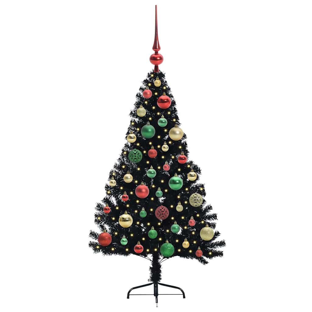 Sapin de Noël artificiel pré-éclairé Noir 120 cm PVC - XIOS