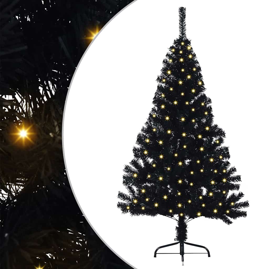 Sapin de Noël artificiel pré-éclairé Noir 150 cm PVC - XIOS