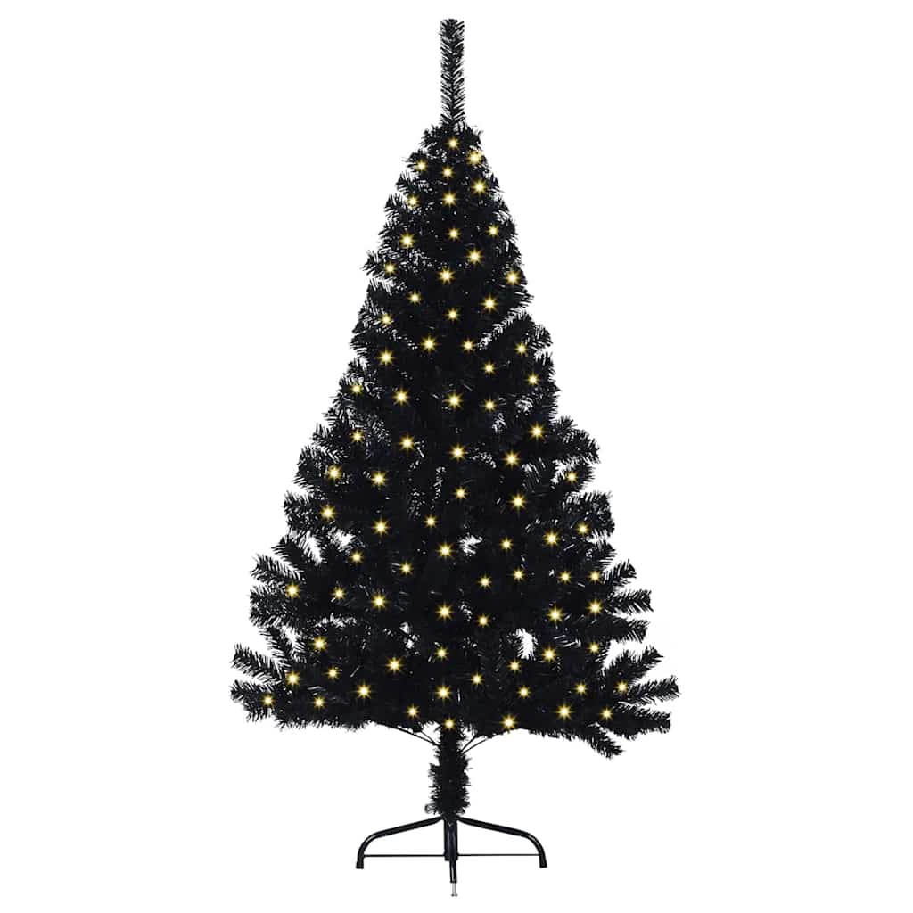 Sapin de Noël artificiel pré-éclairé Noir 150 cm PVC - XIOS