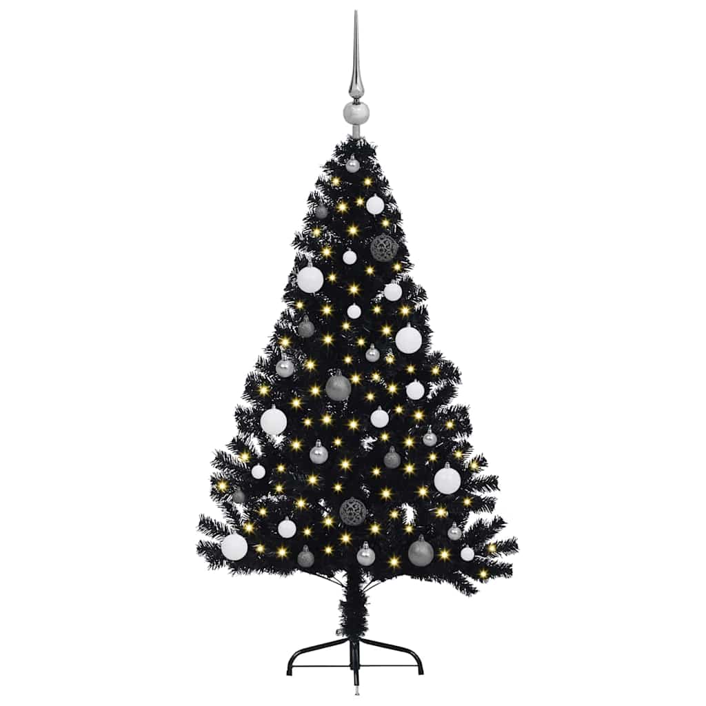 Sapin de Noël artificiel pré-éclairé Noir 150 cm PVC - XIOS