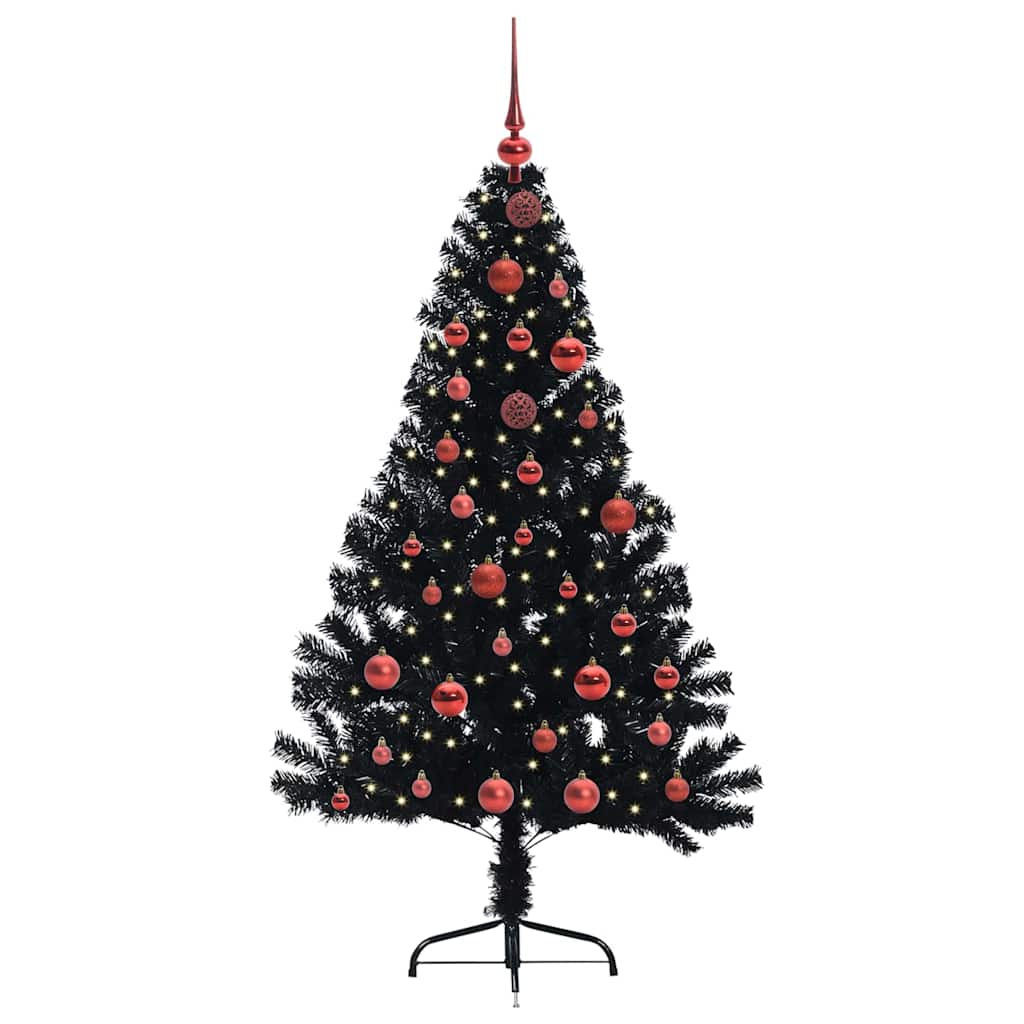 Sapin de Noël artificiel pré-éclairé Noir 150 cm PVC - XIOS