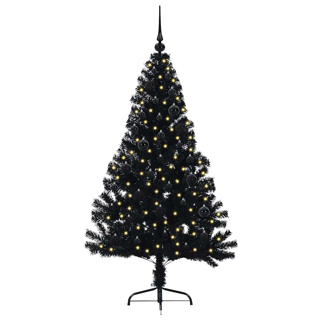 Sapin de Noël artificiel pré-éclairé Noir 150 cm PVC - XIOS