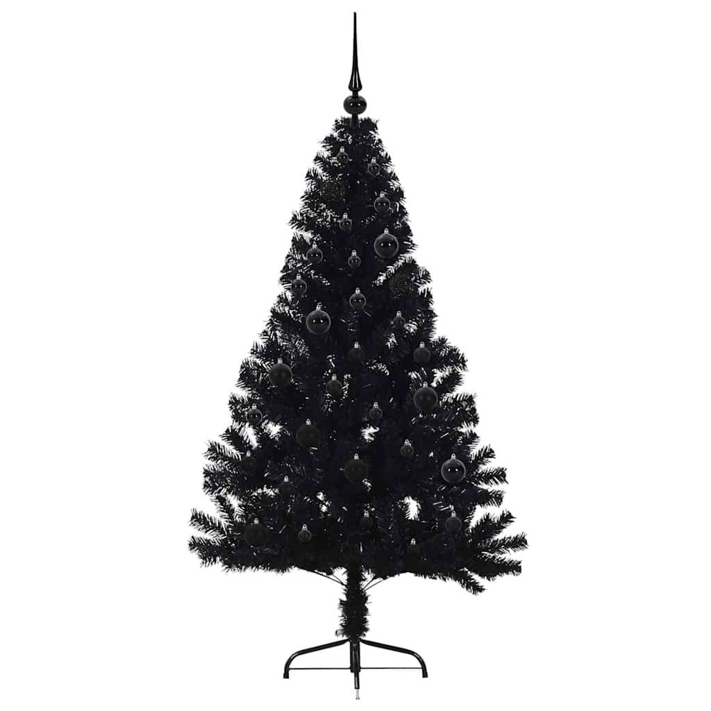 Sapin de Noël artificiel pré-éclairé Noir 150 cm PVC - XIOS