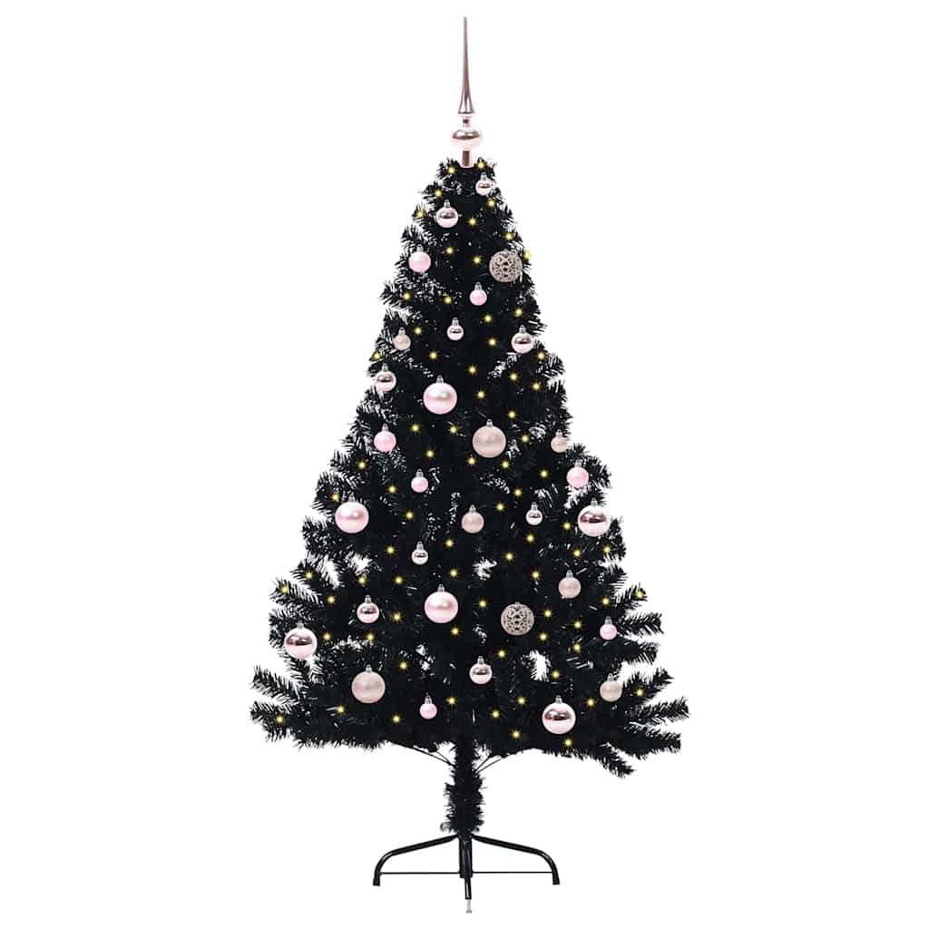 Sapin de Noël artificiel pré-éclairé Noir 150 cm PVC - XIOS