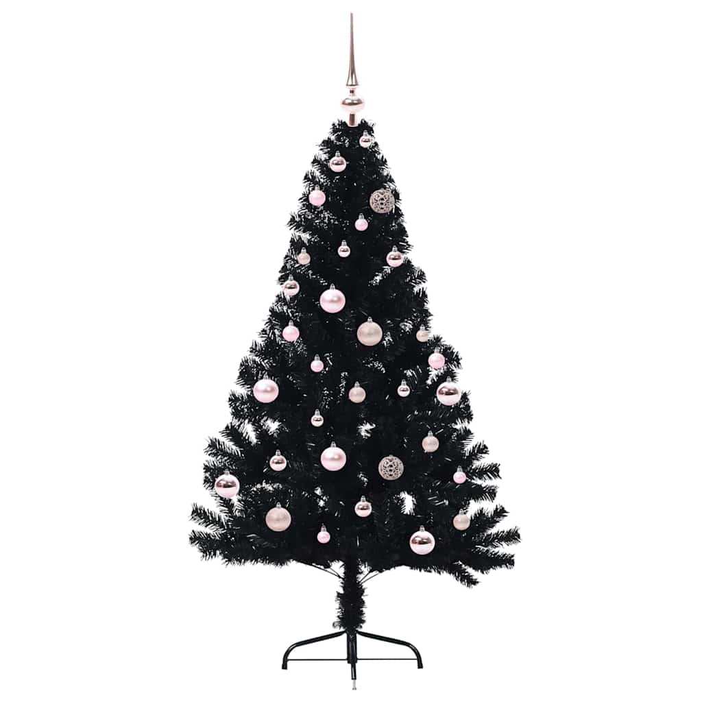 Sapin de Noël artificiel pré-éclairé Noir 150 cm PVC - XIOS