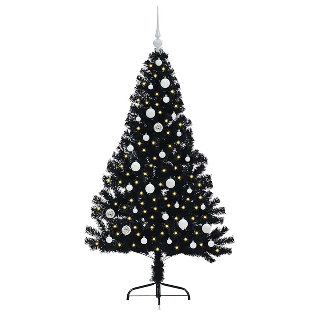 Sapin de Noël artificiel pré-éclairé Noir 150 cm PVC - XIOS
