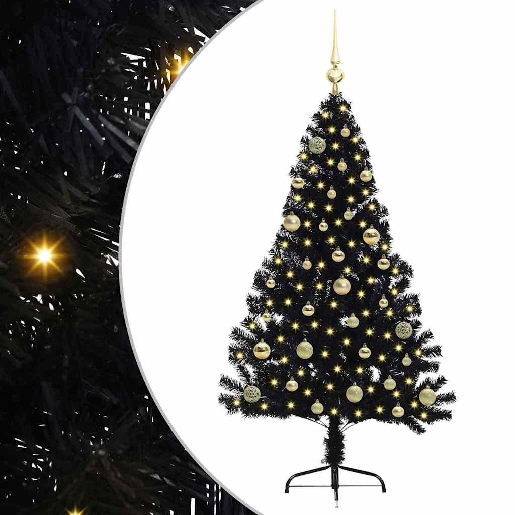 Sapin de Noël artificiel pré-éclairé Noir 150 cm PVC - XIOS