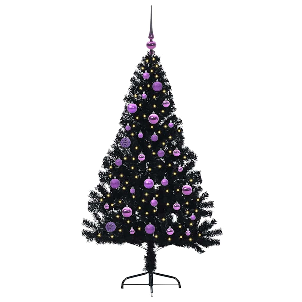 Sapin de Noël artificiel pré-éclairé Noir 150 cm PVC - XIOS