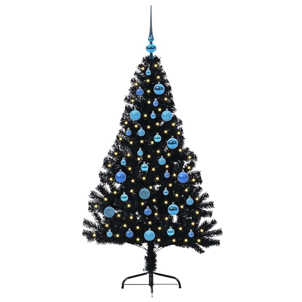 Sapin de Noël artificiel pré-éclairé Noir 150 cm PVC - XIOS