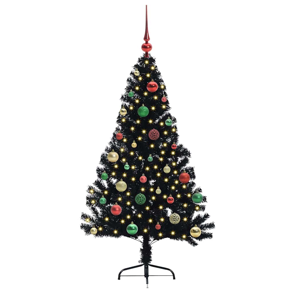 Sapin de Noël artificiel pré-éclairé Noir 150 cm PVC - XIOS