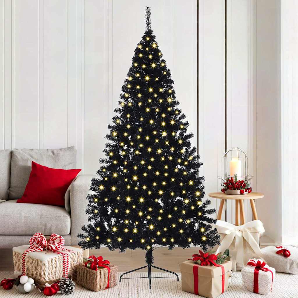 Sapin de Noël artificiel pré-éclairé Noir 180 cm PVC - XIOS