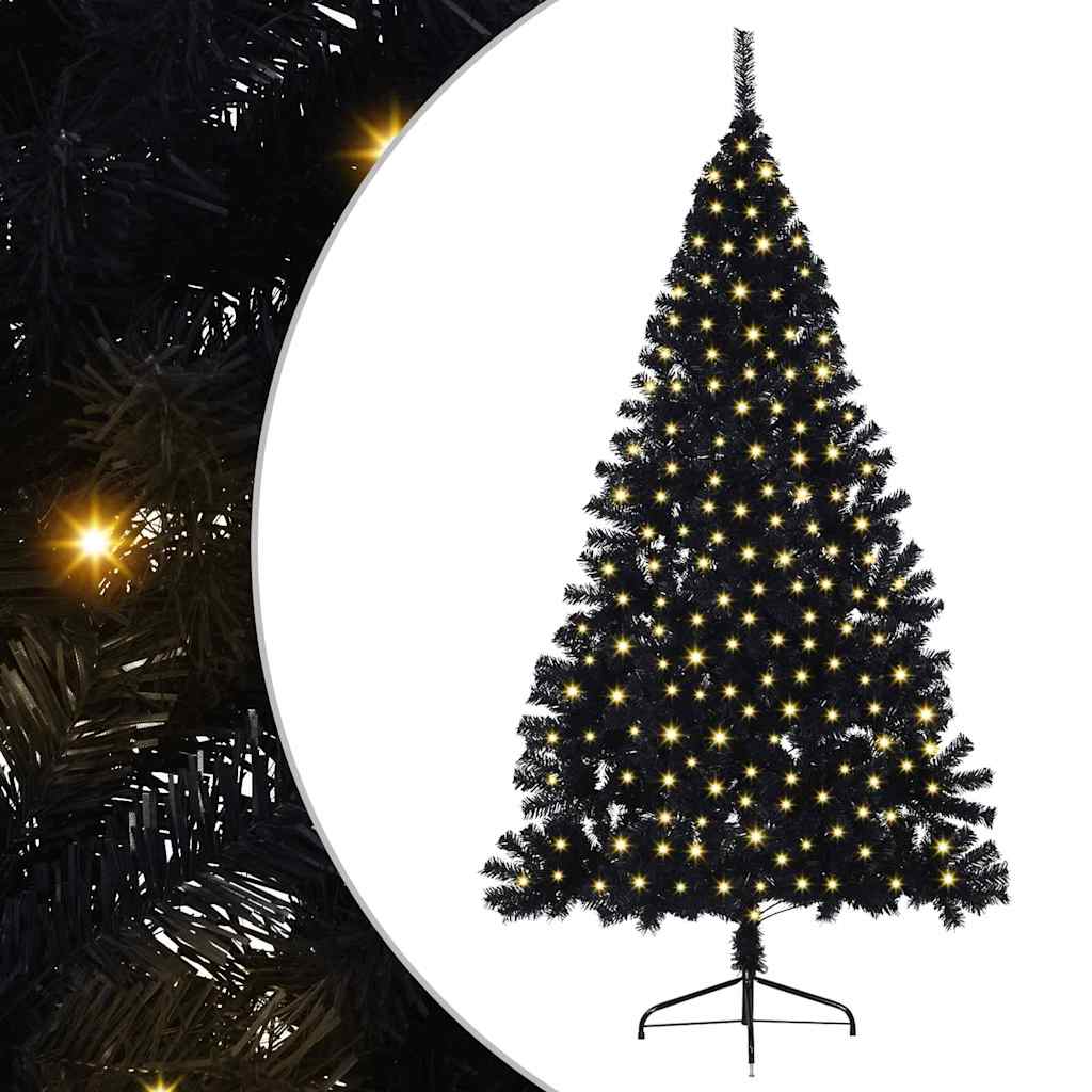 Sapin de Noël artificiel pré-éclairé Noir 180 cm PVC - XIOS