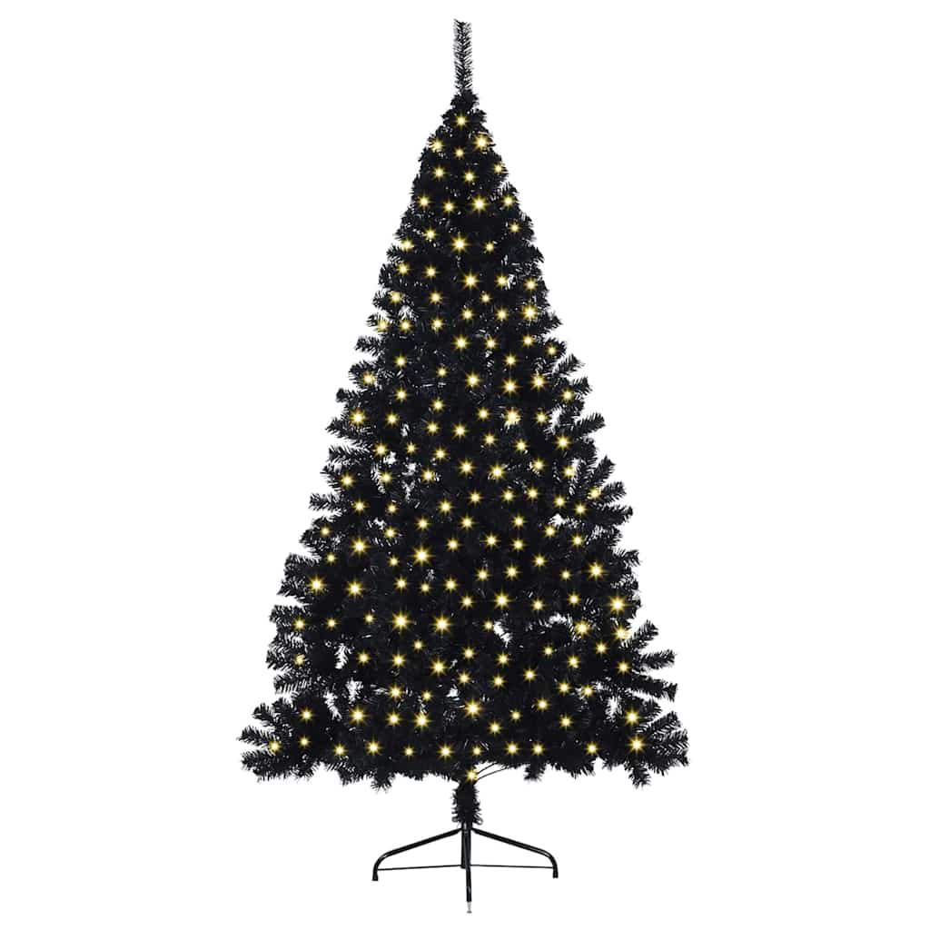 Sapin de Noël artificiel pré-éclairé Noir 180 cm PVC - XIOS