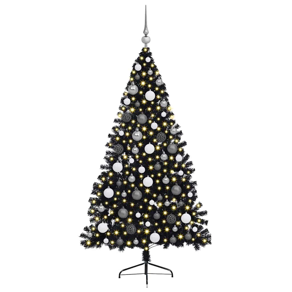 Sapin de Noël artificiel pré-éclairé Noir 180 cm PVC - XIOS