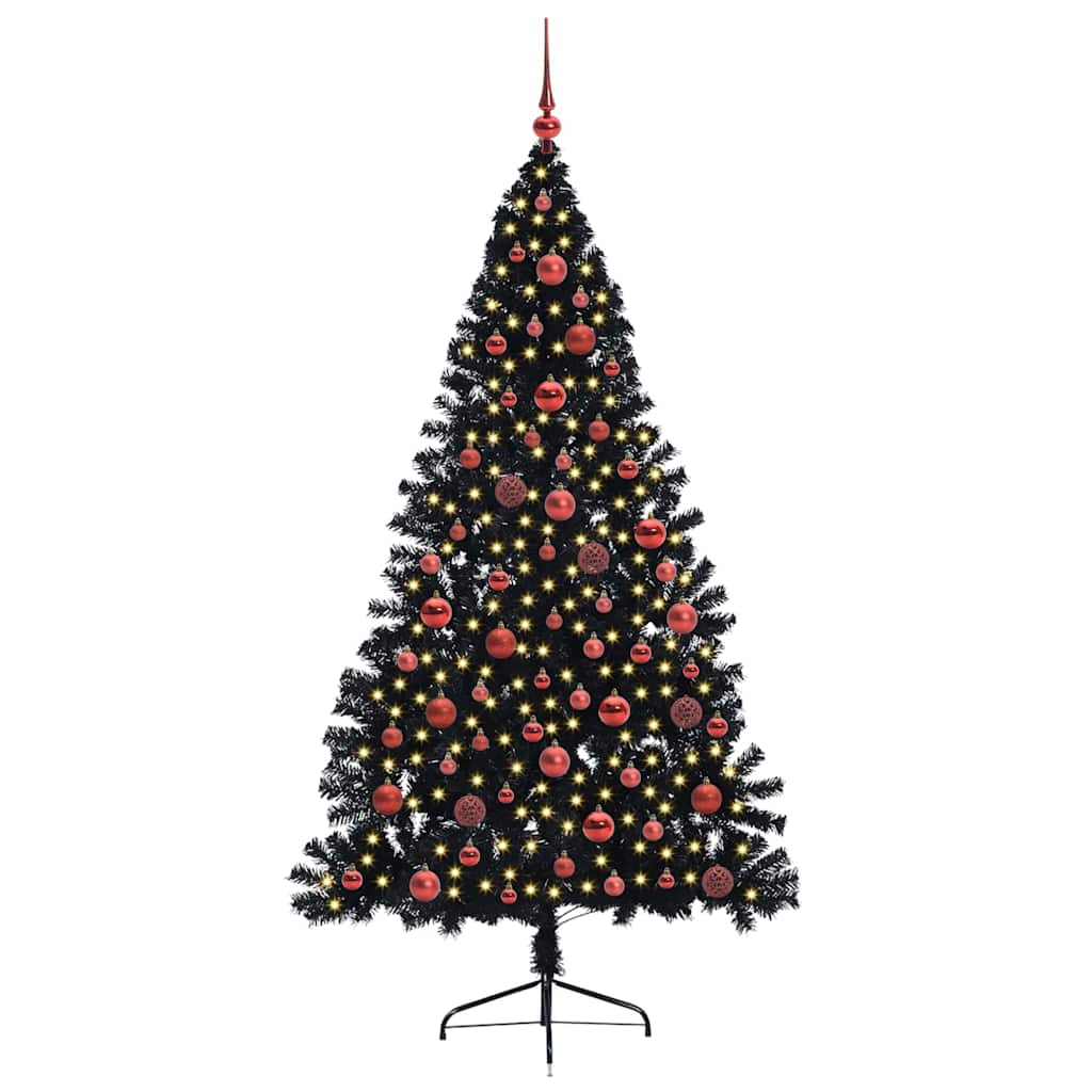 Sapin de Noël artificiel pré-éclairé Noir 180 cm PVC - XIOS