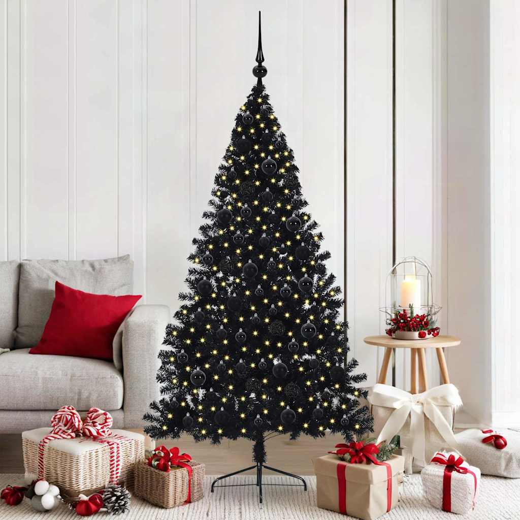 Sapin de Noël artificiel pré-éclairé Noir 180 cm PVC - XIOS