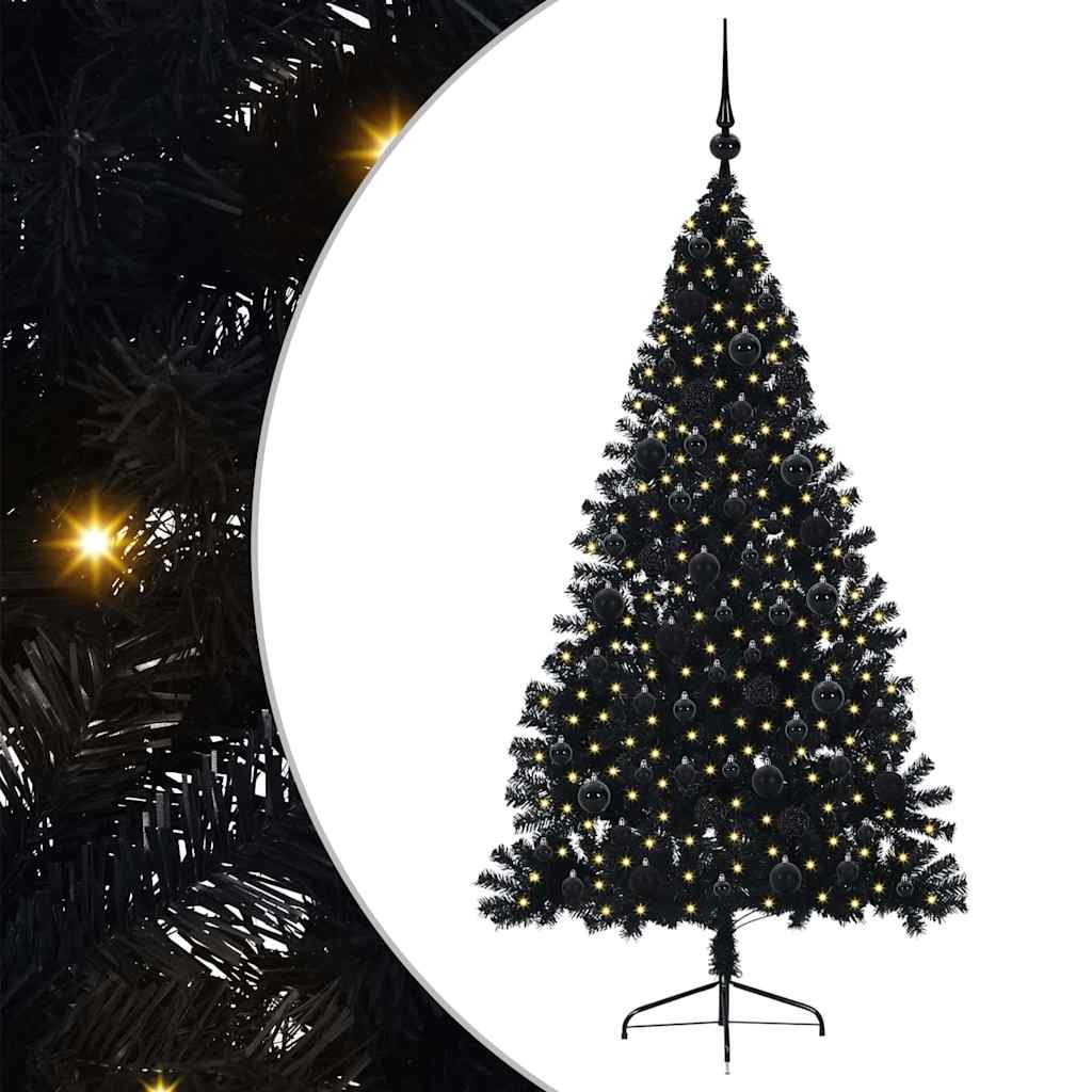 Sapin de Noël artificiel pré-éclairé Noir 180 cm PVC - XIOS
