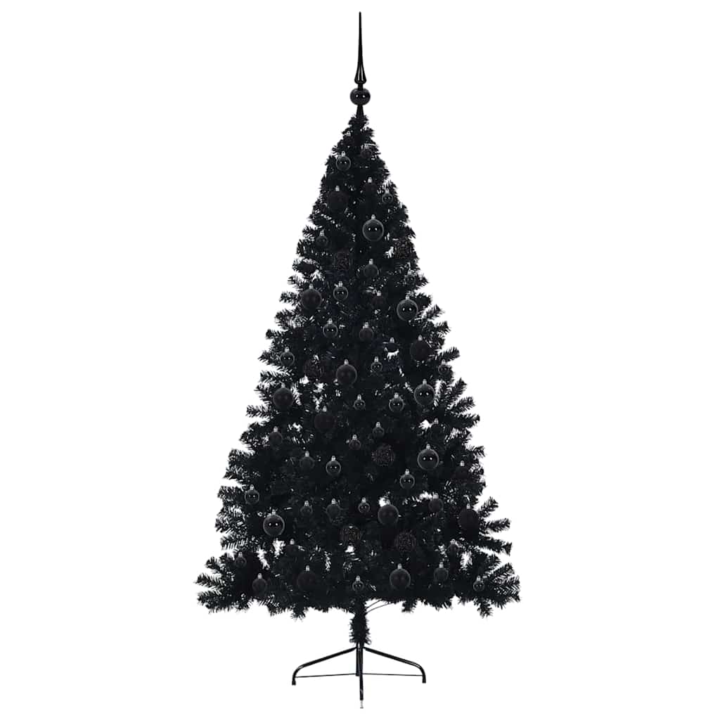Sapin de Noël artificiel pré-éclairé Noir 180 cm PVC - XIOS