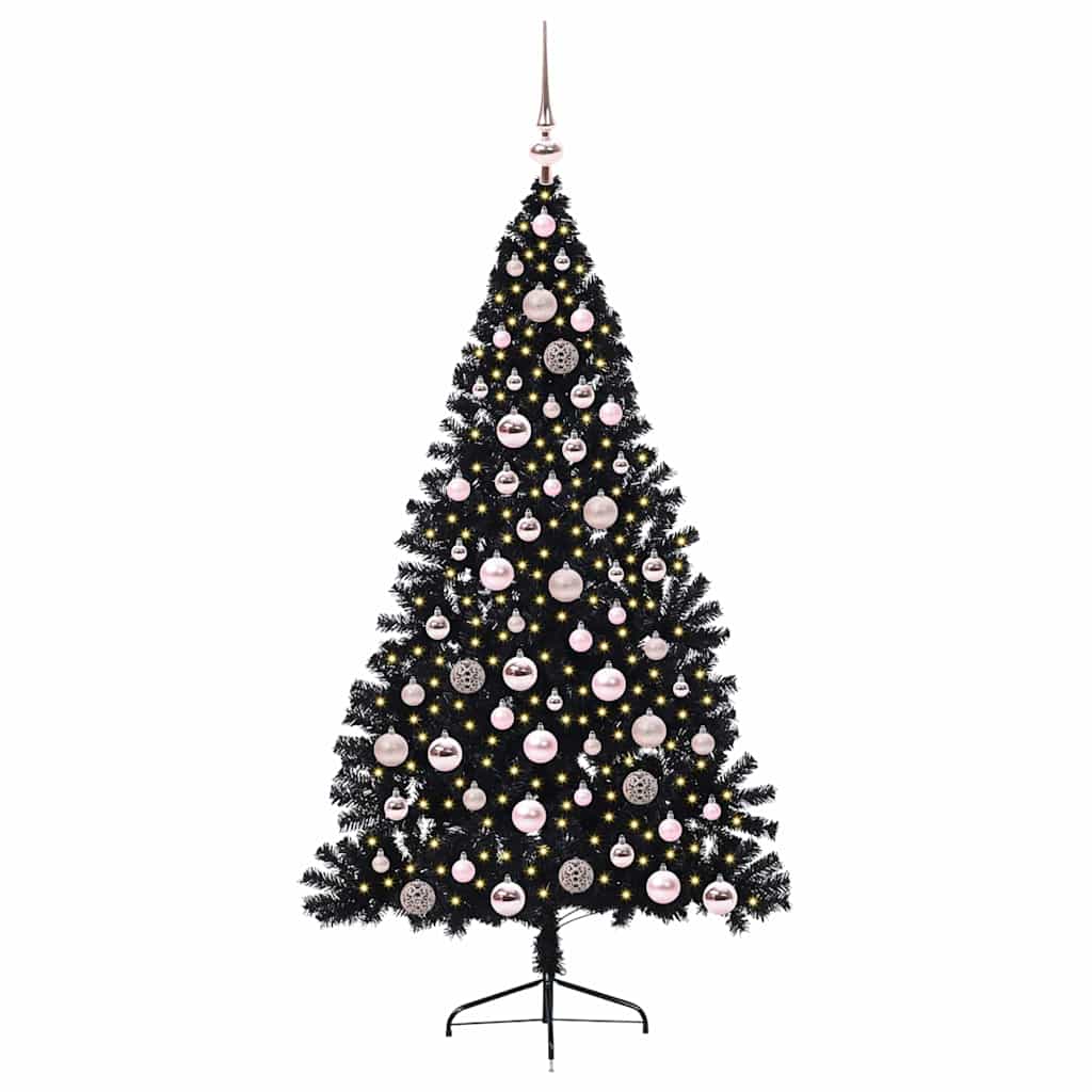 Sapin de Noël artificiel pré-éclairé Noir 180 cm PVC - XIOS