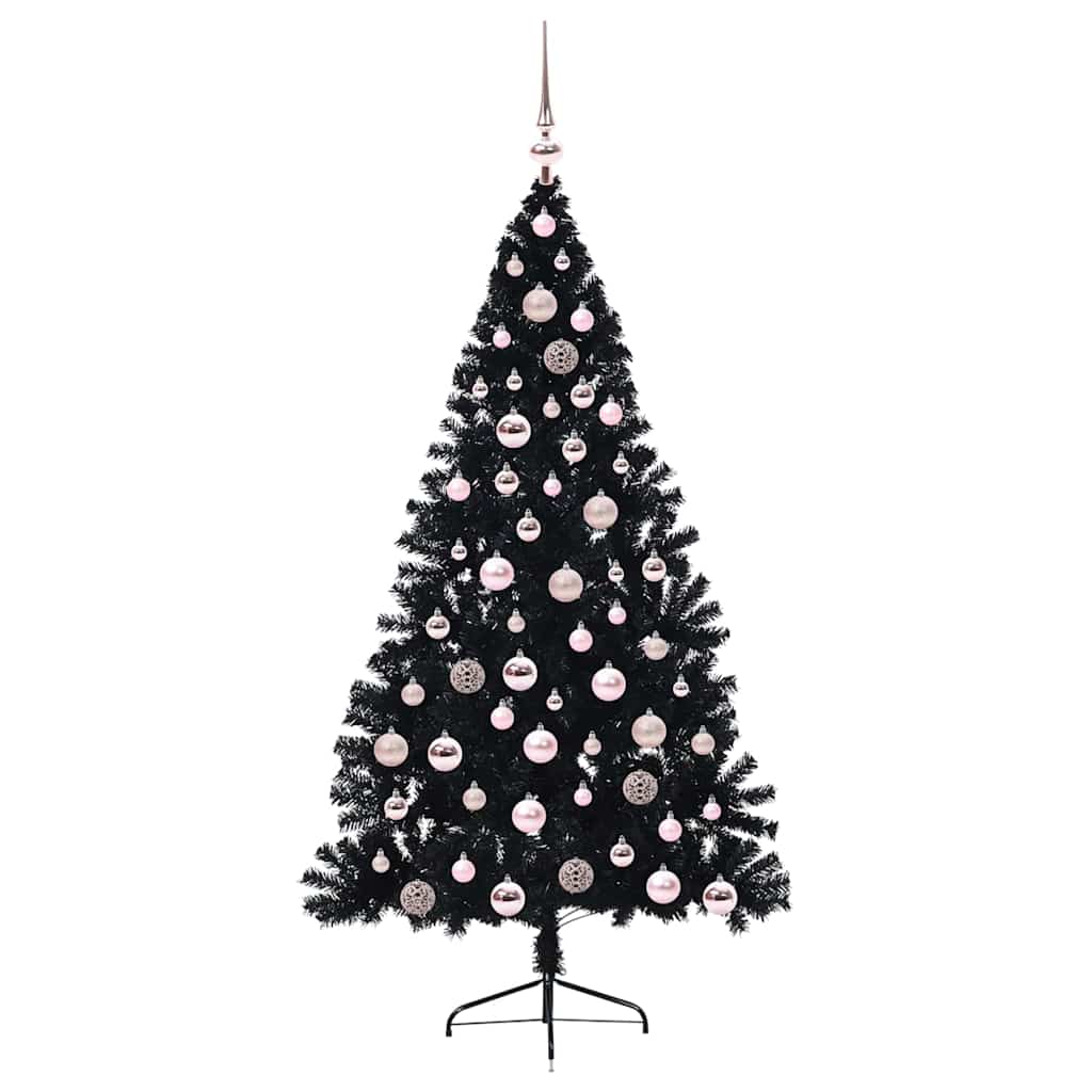 Sapin de Noël artificiel pré-éclairé Noir 180 cm PVC - XIOS
