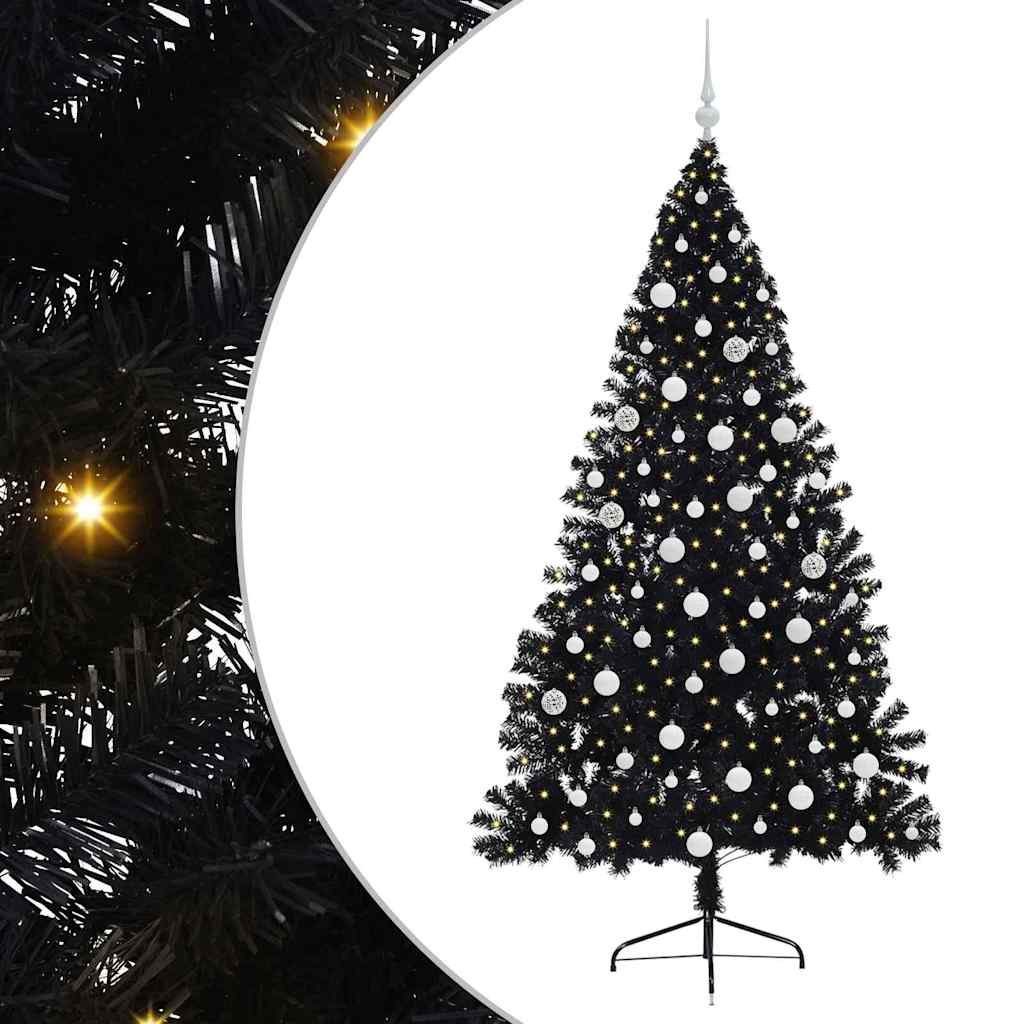 Sapin de Noël artificiel pré-éclairé Noir 180 cm PVC - XIOS