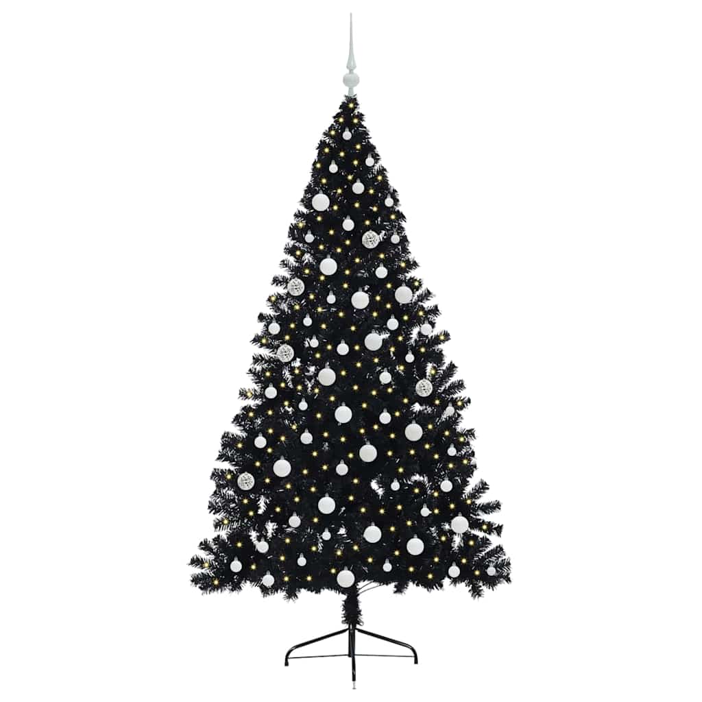 Sapin de Noël artificiel pré-éclairé Noir 180 cm PVC - XIOS