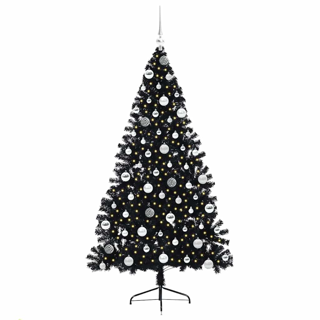 Sapin de Noël artificiel pré-éclairé Noir 180 cm PVC - XIOS