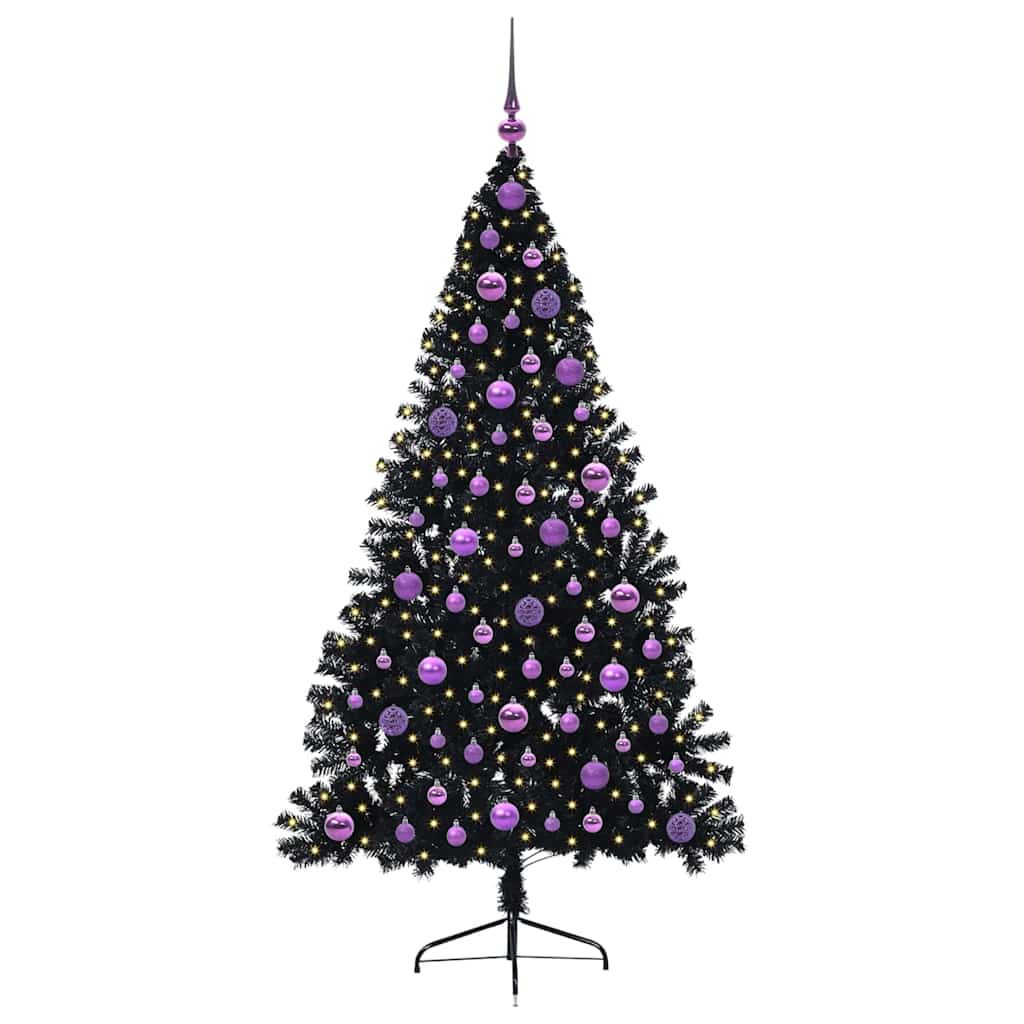 Sapin de Noël artificiel pré-éclairé Noir 180 cm PVC - XIOS