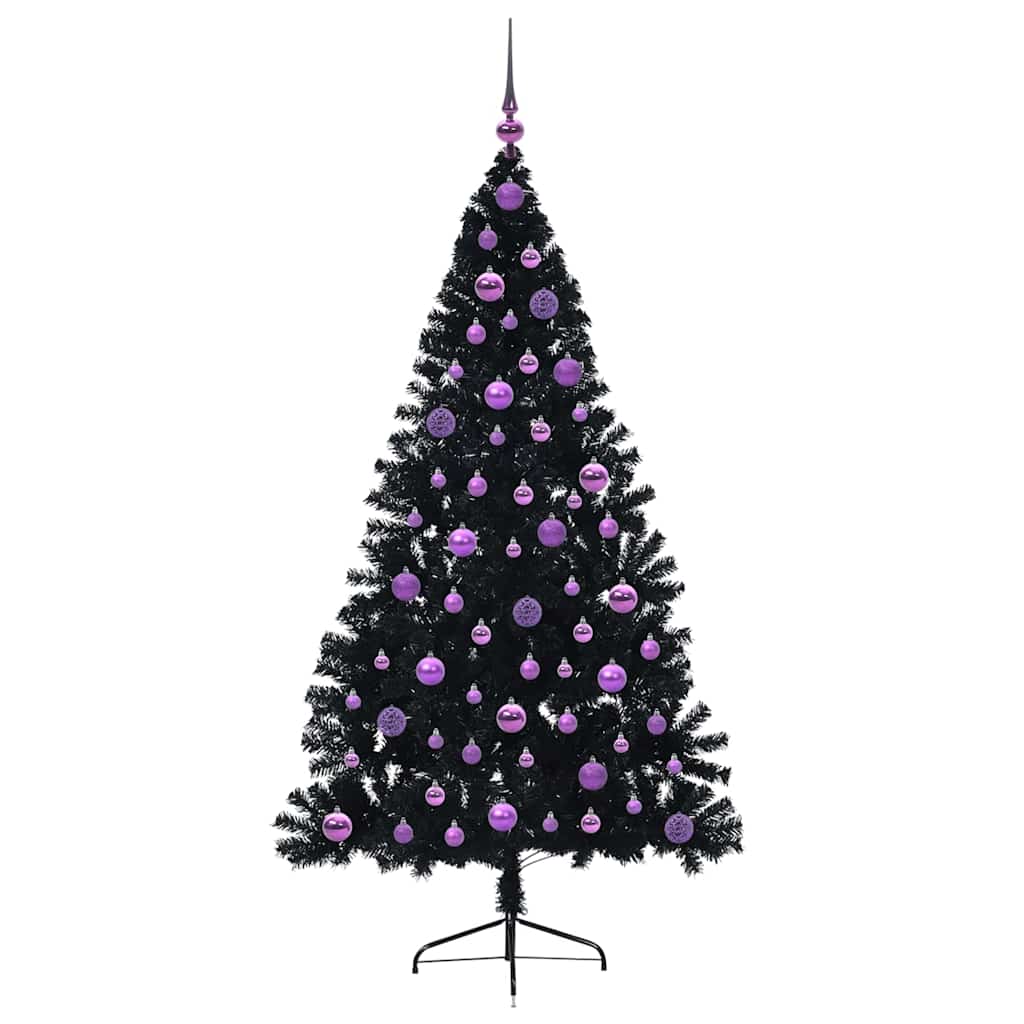 Sapin de Noël artificiel pré-éclairé Noir 180 cm PVC - XIOS