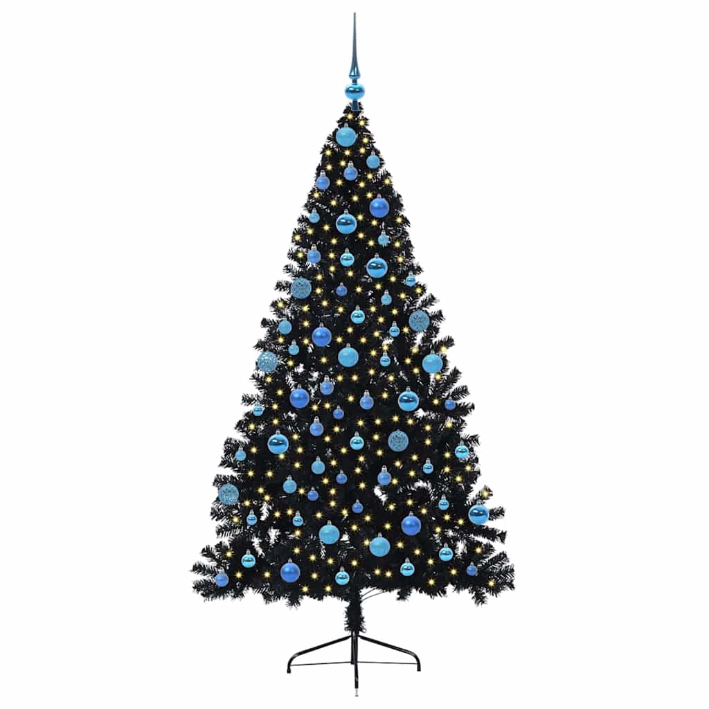 Sapin de Noël artificiel pré-éclairé Noir 180 cm PVC - XIOS