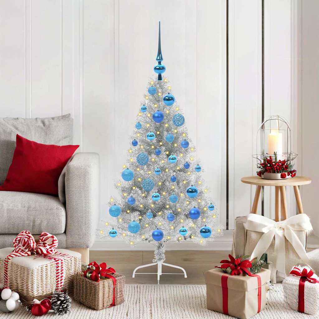 Sapin de Noël artificiel pré-éclairé Argent 120 cm PET - XIOS