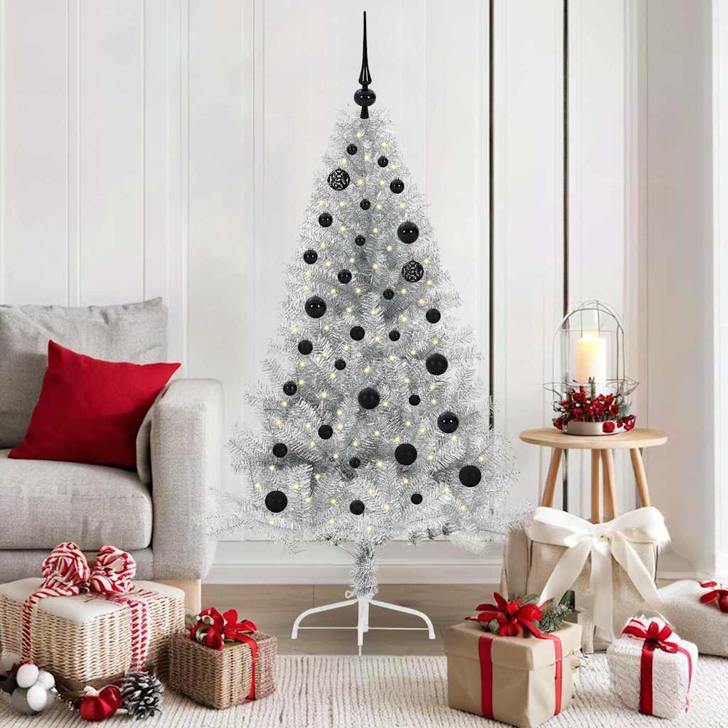 Sapin de Noël artificiel pré-éclairé Argent 150 cm PET - XIOS