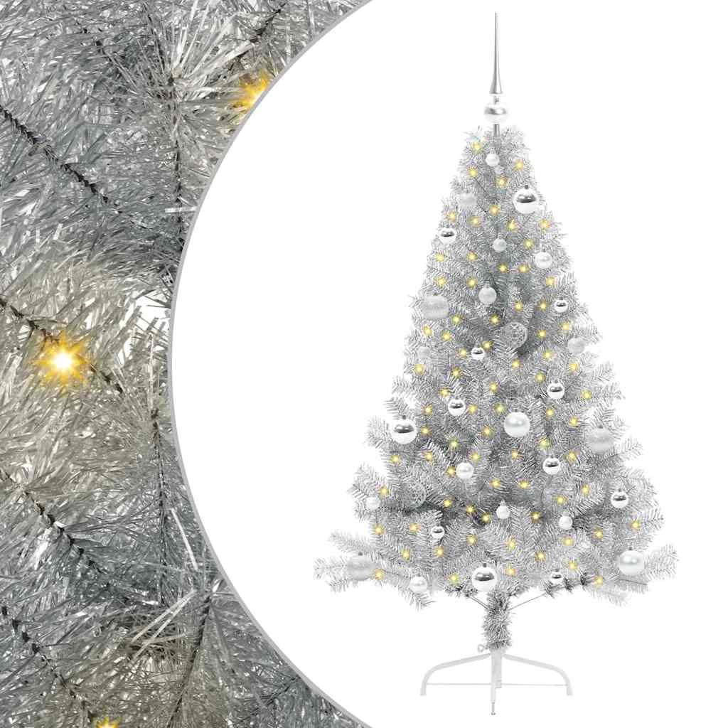 Sapin de Noël artificiel pré-éclairé Argent 150 cm PET - XIOS