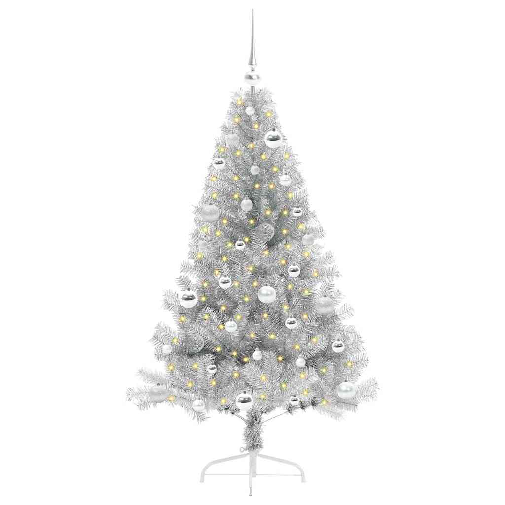 Sapin de Noël artificiel pré-éclairé Argent 150 cm PET - XIOS