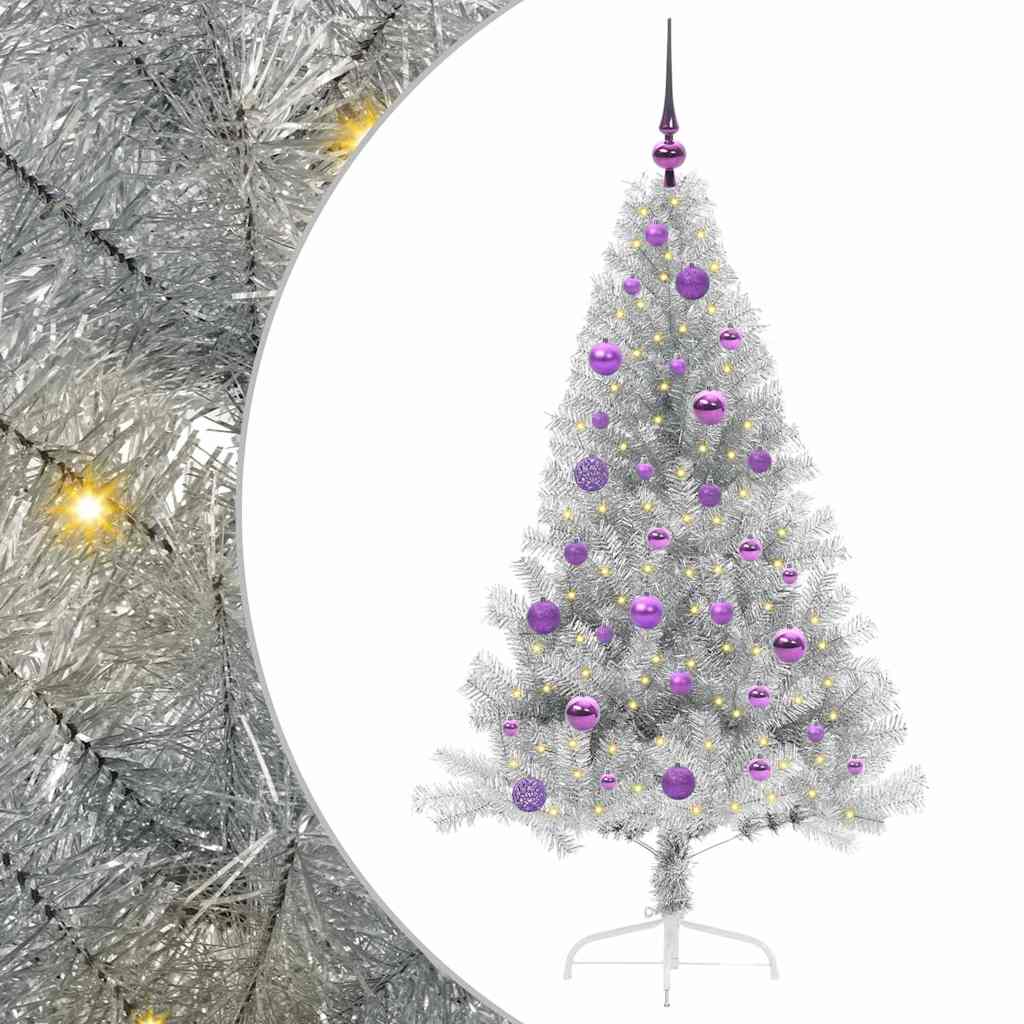 Sapin de Noël artificiel pré-éclairé Argent 150 cm PET - XIOS