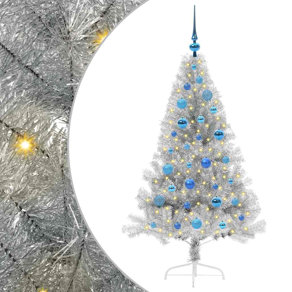 Sapin de Noël artificiel pré-éclairé Argent 150 cm PET - XIOS
