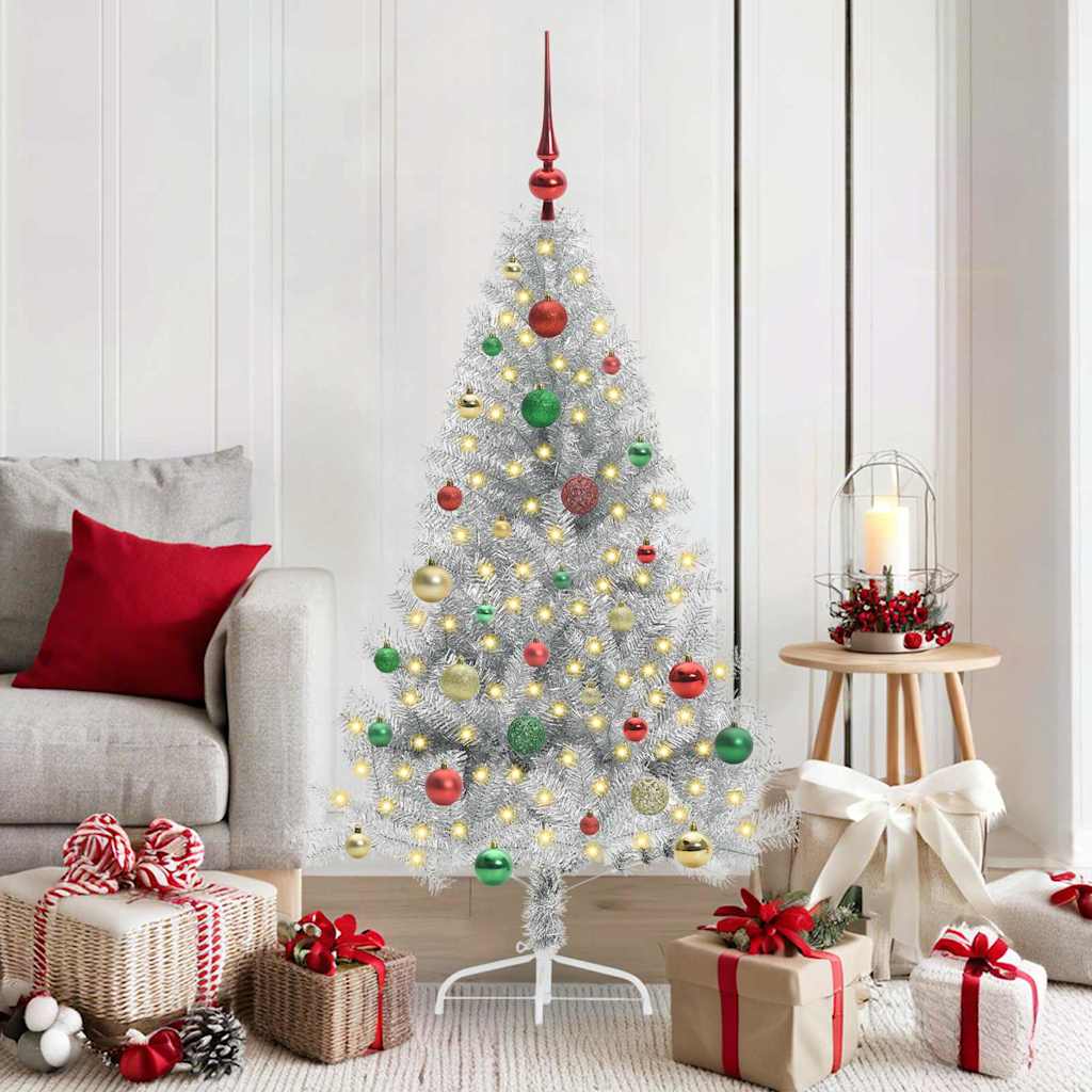 Sapin de Noël artificiel pré-éclairé Argent 150 cm PET - XIOS