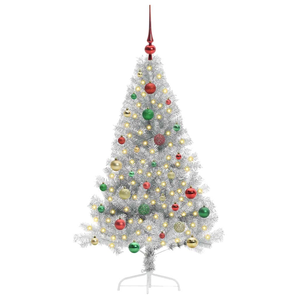 Sapin de Noël artificiel pré-éclairé Argent 150 cm PET - XIOS