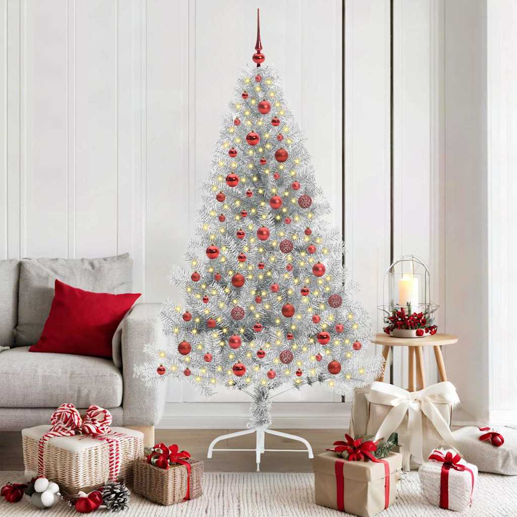 Sapin de Noël artificiel pré-éclairé Argent 180 cm PET - XIOS