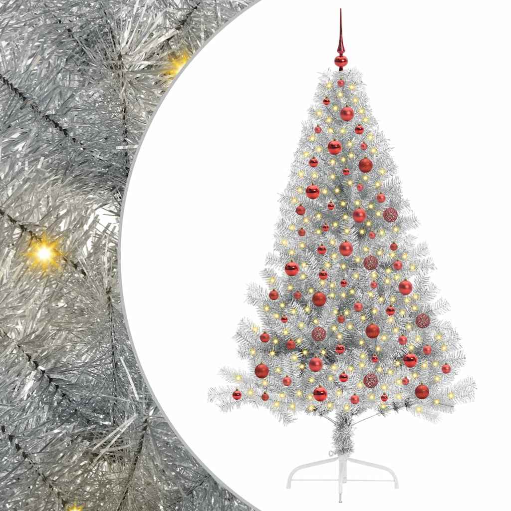 Sapin de Noël artificiel pré-éclairé Argent 180 cm PET - XIOS