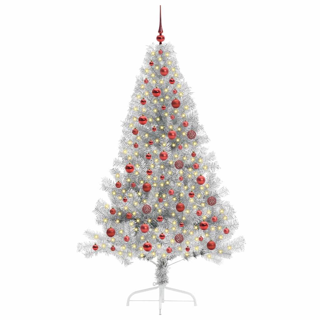 Sapin de Noël artificiel pré-éclairé Argent 180 cm PET - XIOS