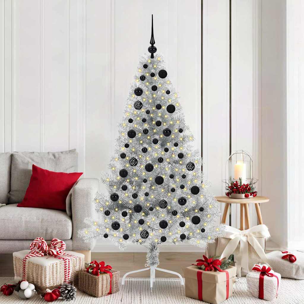 Sapin de Noël artificiel pré-éclairé Argent 180 cm PET - XIOS
