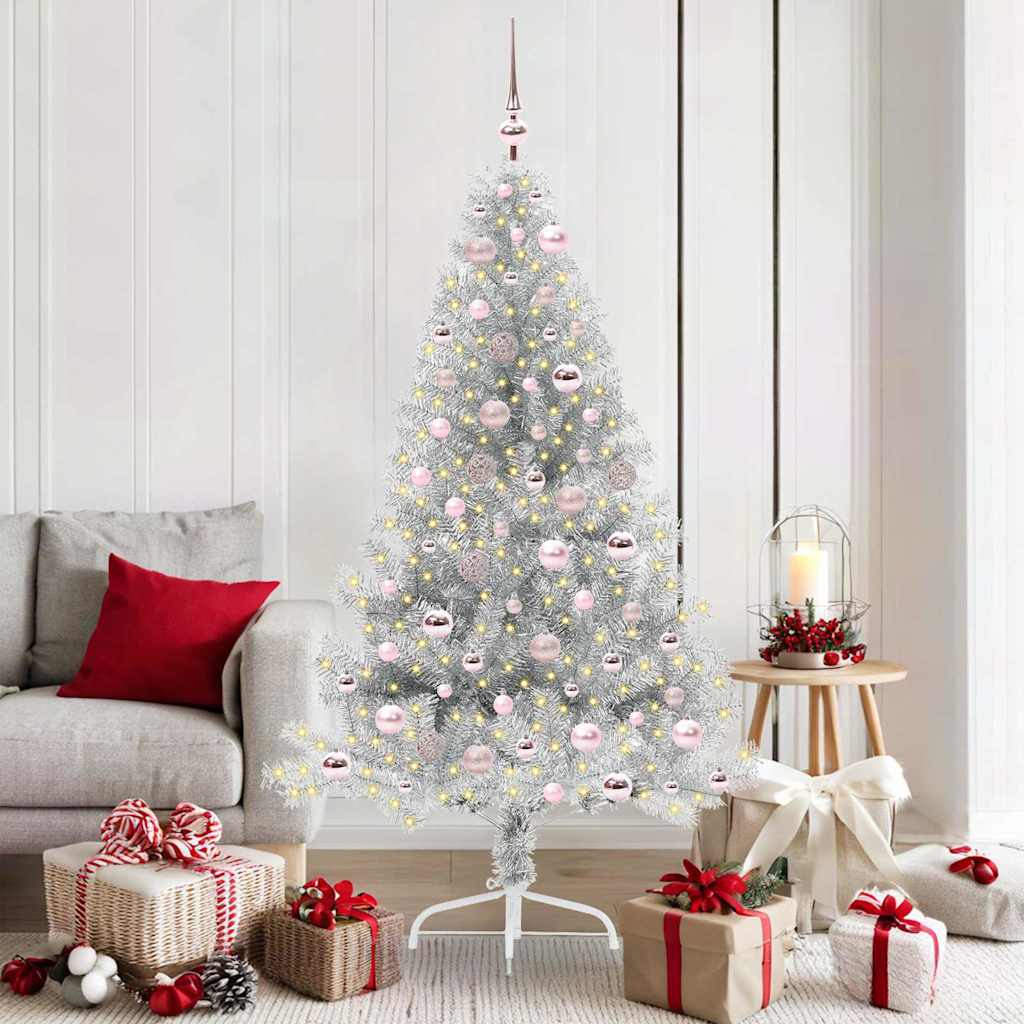 Sapin de Noël artificiel pré-éclairé Argent 180 cm PET - XIOS