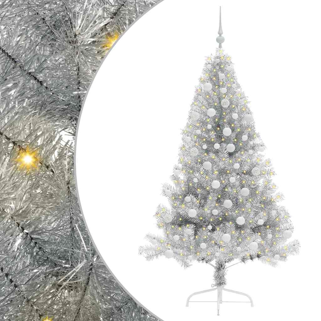 Sapin de Noël artificiel pré-éclairé Argent 180 cm PET - XIOS