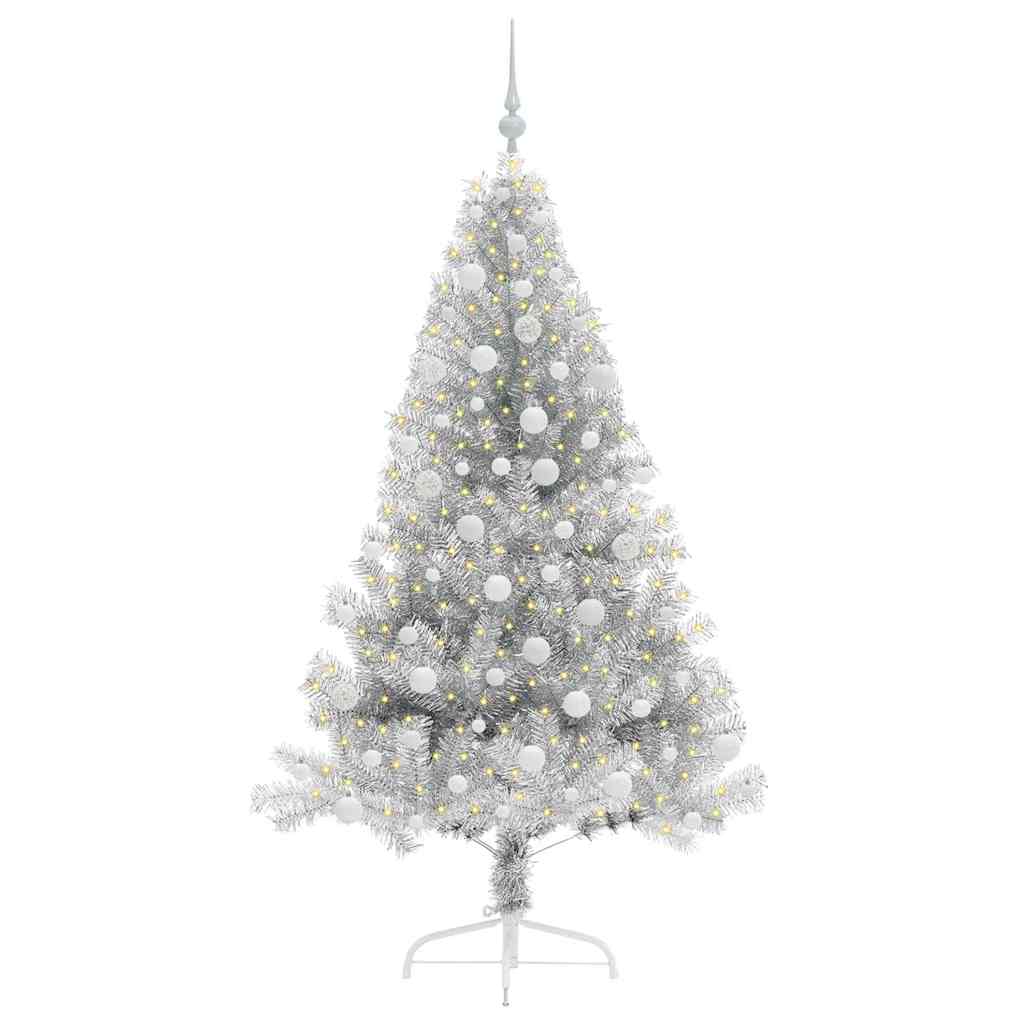 Sapin de Noël artificiel pré-éclairé Argent 180 cm PET - XIOS