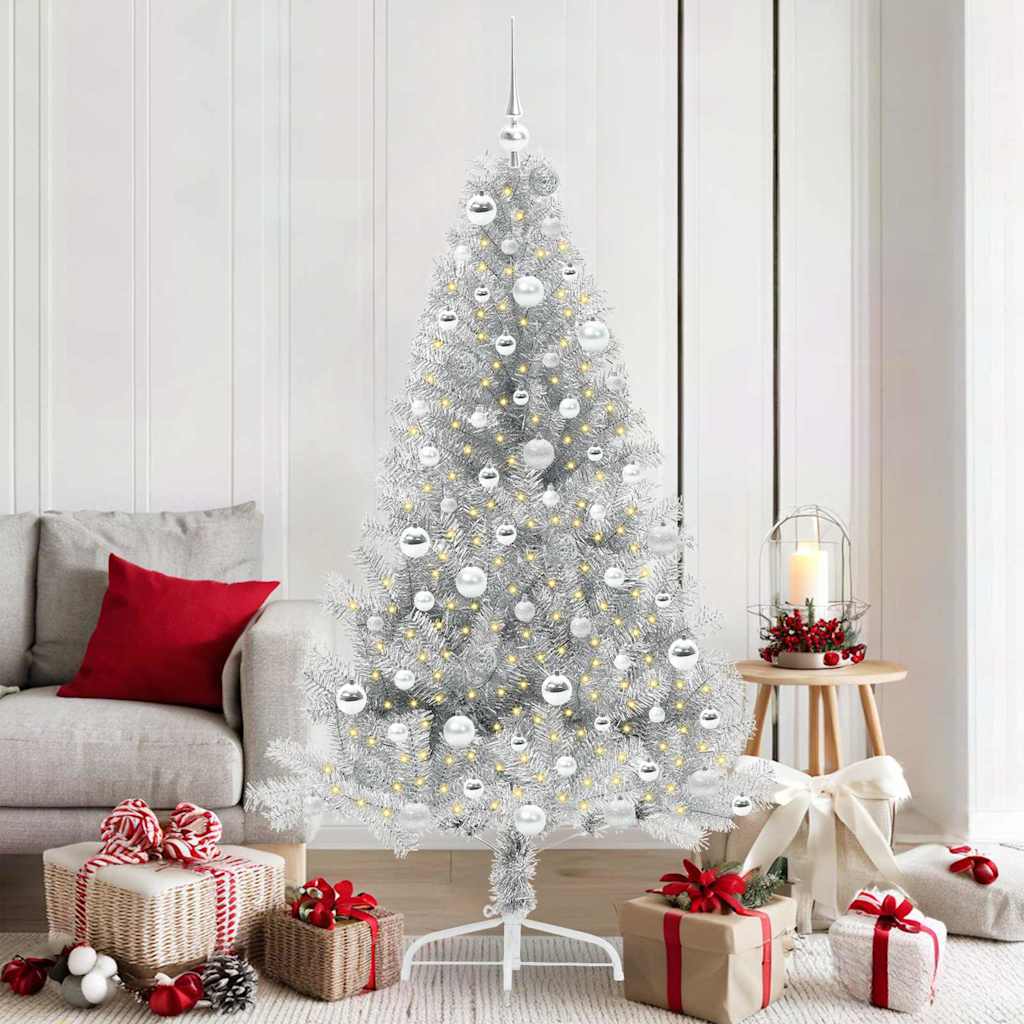 Sapin de Noël artificiel pré-éclairé Argent 180 cm PET - XIOS
